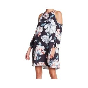 1.STATE Floral Cold Shoulder Dress Peony Print Navy Size XS EUC Nordstrom